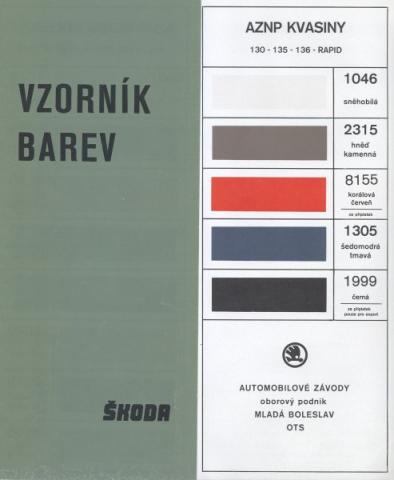 Vzorkovník farieb Škoda veterání - Vzorkovník farieb Škoda veterání