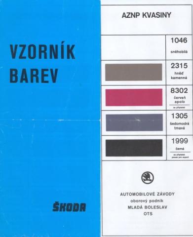 Vzorkovník farieb Škoda veterání - Vzorkovník farieb Škoda veterání
