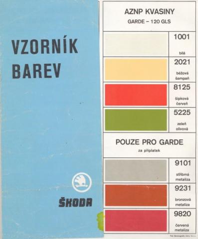 Vzorkovník farieb Škoda veterání - Vzorkovník farieb Škoda veterání