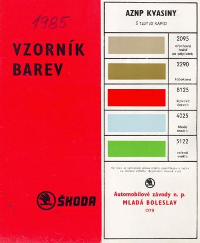 Vzorkovník farieb Škoda veterání - Vzorkovník farieb Škoda veterání