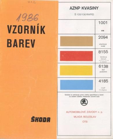 Vzorkovník farieb Škoda veterání - Vzorkovník farieb Škoda veterání