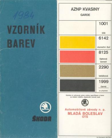 Vzorkovník farieb Škoda veterání - Vzorkovník farieb Škoda veterání